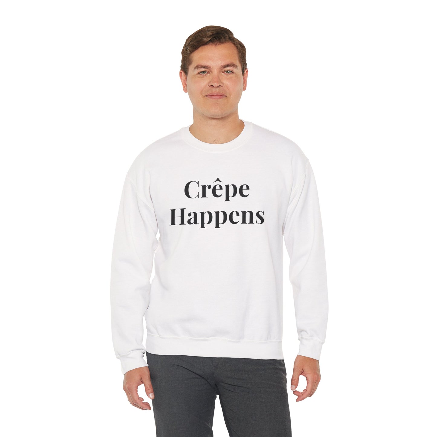 Crêpe Happens Sweatshirt, Cozy Unisex Crewneck, Gift for Foodies, Perfect for Casual Outings, Coffee Lovers' Apparel