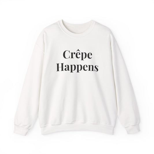 Crêpe Happens Sweatshirt, Cozy Unisex Crewneck, Gift for Foodies, Perfect for Casual Outings, Coffee Lovers' Apparel